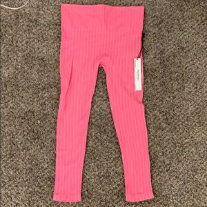 Pink and white stripe leggings